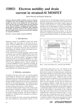 Electron Mobility and Drain Current in Strained-Si MOSFET Jakub Walczak and Bogdan Majkusiak