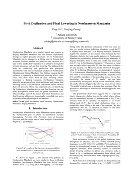Pitch Declination and Final Lowering in Northeastern Mandarin