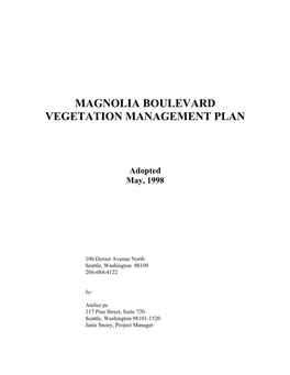 Magnolia Boulevard Vegetation Management Plan