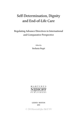 Self-Determination, Dignity and End-Of-Life Care