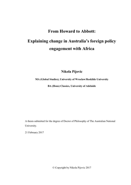 From Howard to Abbott: Explaining Change in Australia's Foreign Policy Engagement with Africa