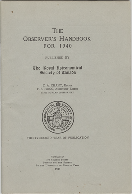 The Observers Handbook for 1940