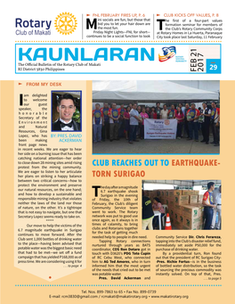 KAUNLARAN the Official Bulletin of the Rotary Club of Makati RI District 3830 Philippines FEB 21 FEB 2017 29