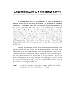 Acoustic Waves in a Resonant Cavity