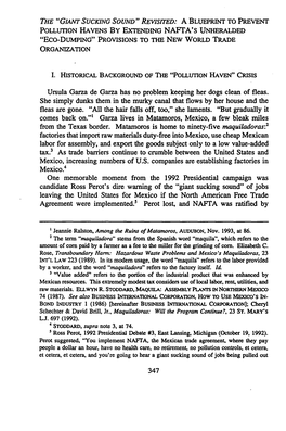 A BLUEPRINT to PREVENT POLLUTION HAVENS by EXTENDING NAFTA's UNHERALDED "Eco-DUMPING" PROVISIONS to the NEW WORLD TRADE ORGANIZATION