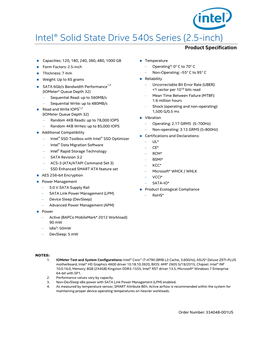 Intel® SSD 540S Series (2.5-Inch) Product Specification