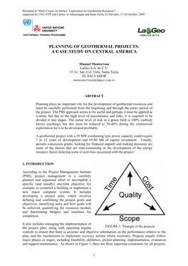 Planning of Geothermal Projects: a Case Study on Central America