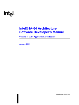 Intel® IA-64 Architecture Software Developer's Manual