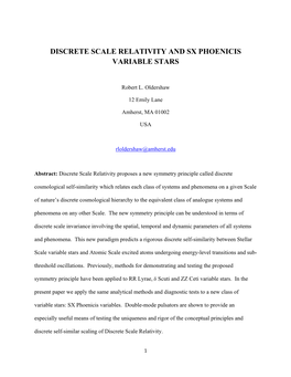 Discrete Scale Relativity and Sx Phoenicis Variable Stars