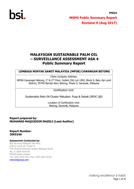 Sustainable Palm Oil Cluster Maludam, Pusa & Debak