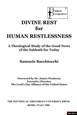 DIVINE REST for HUMAN RESTLESSNESS