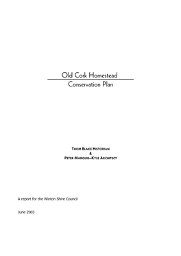 Old Cork Homestead Conservation Plan