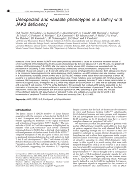 Unexpected and Variable Phenotypes in a Family with JAK3 Deficiency