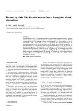 Geminid Meteor Shower from Global Visual Observations