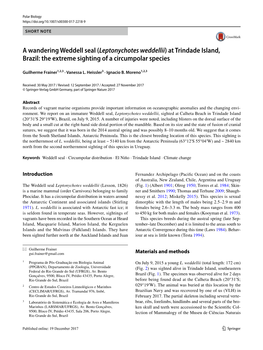 A Wandering Weddell Seal (Leptonychotes Weddellii) at Trindade Island, Brazil: the Extreme Sighting of a Circumpolar Species