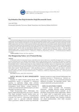 Kaybolmakta Olan Değerlerimizden Doğal Boyamacılık Sanatı