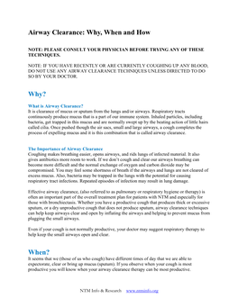 Airway Clearance: Why, When and How