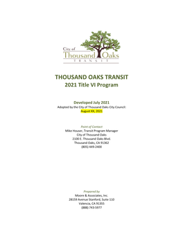 THOUSAND OAKS TRANSIT 2021 Title VI Program