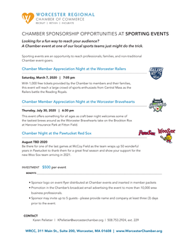 Chamber Sponsorship Opportunities at Sporting