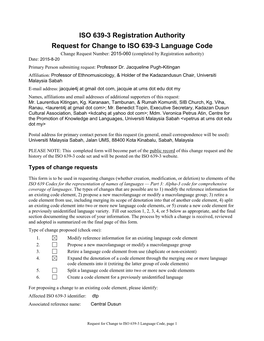 ISO 639-3 Code Split Request Template