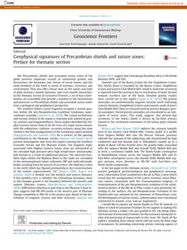 Geophysical Signatures of Precambrian Shields and Suture Zones: Preface for Thematic Section