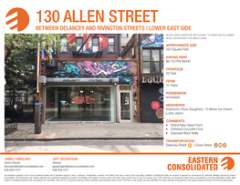 130 Allen Street Between Delancey and Rivington Streets | Lower East Side