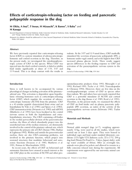 Effects of Corticotropin-Releasing Factor on Feeding and Pancreatic Polypeptide Response in the Dog