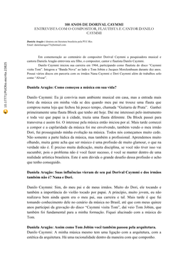 100 ANOS DE DORIVAL CAYMMI ENTREVISTA COM O COMPOSITOR, FLAUTISTA E CANTOR DANILO CAYMMI Daniela Aragão: Como Começou a Músic