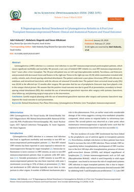 R Hegmatogenous Retinal Detachment in Cytomegalovirus