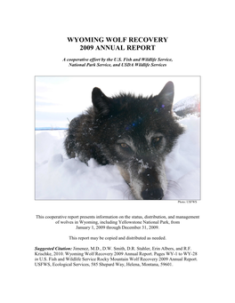Wyoming Wolf Recovery 2009 Annual Report