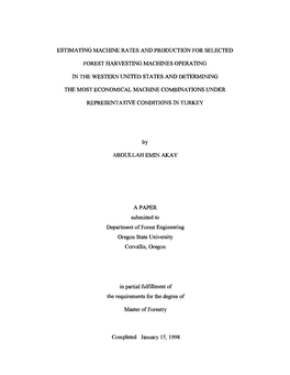 Estimating Machine Rates and Production for Selected