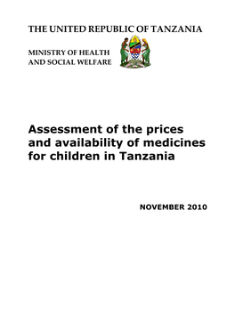 Assessment of the Prices and Availability of Medicines for Children in Tanzania