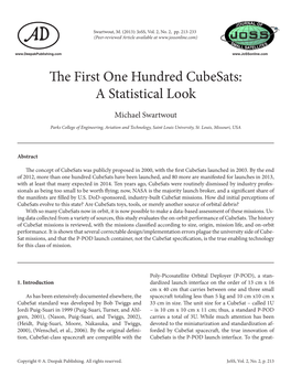 The First One Hundred Cubesats: a Statistical Look