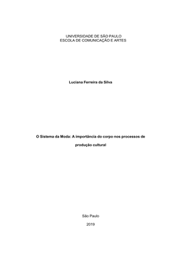 O Sistema Da Moda: a Importância Do Corpo Nos Processos De Produção Cultural