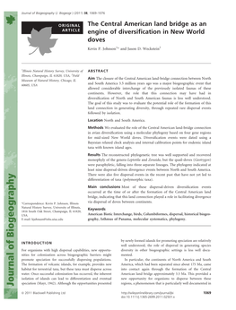 The Central American Land Bridge As an Engine of Diversification in New World Doves