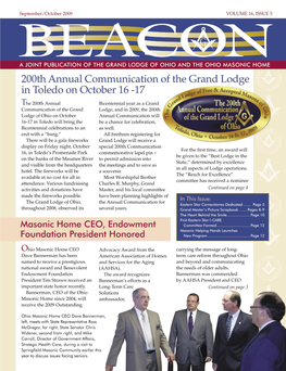 200Th Annual Communication of the Grand Lodge in Toledo on October 16