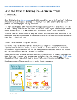 Pros and Cons of Raising the Minimum Wage