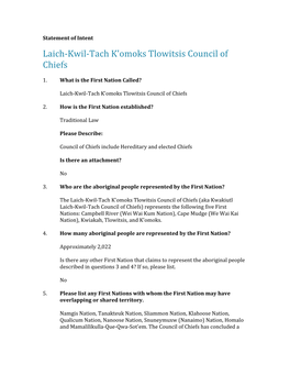 Laich-Kwil-Tach K'omoks Tlowitsis Council of Chiefs