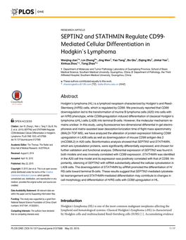 SEPTIN2 and STATHMIN Regulate CD99-Mediated Cellular