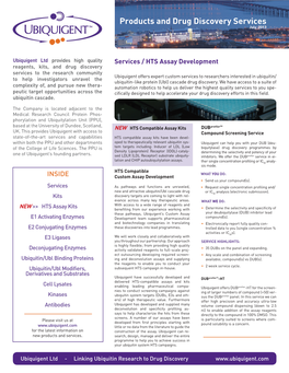 Products and Drug Discovery Services July 2013