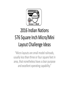 2016 Indian Nations 576 Square Inch Micro/Mini Layout Challenge Ideas