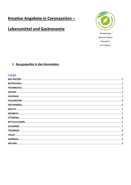 Kreative Angebote in Coronazeiten – Lebensmittel Und Gastronomie