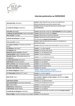 Liste Des Partenaires Au 29 05 2019