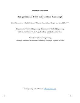 High-Performance Flexible Metal-On-Silicon Thermocouple