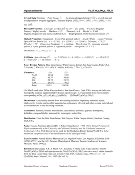 Oppenheimerite Na2(UO2)(SO4)2·3H2O