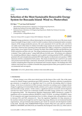 Selection of the Most Sustainable Renewable Energy System for Bozcaada Island: Wind Vs