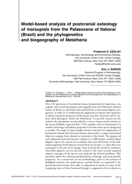 Model-Based Analysis of Postcranial Osteology of Marsupials from the Palaeocene of Itaboraí (Brazil) and the Phylogenetics and Biogeography of Metatheria