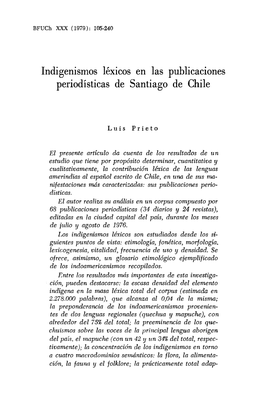 Indigenismos Léxicos En Las Publicaciones Periodísticas De Santiago De Chile