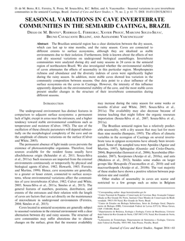 Seasonal Variations in Cave Invertebrate Communities in the Semiarid Caatinga, Brazil