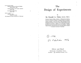 Design of Experiments (1949, 1965) with F